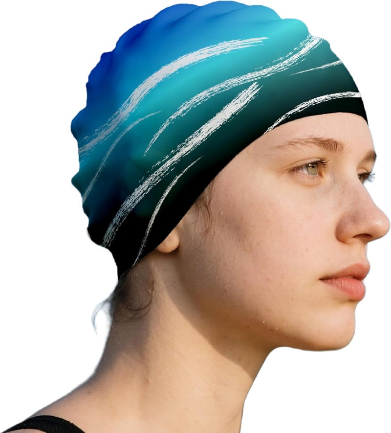 WRTMBOIF Swim Cap for Long Hair, Durable Silicone Swimming Caps for Women Adults Youths, Non-Slip Waterproof Swim Cap to Keep Hair Dry - Image 1